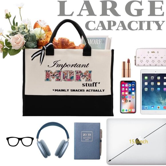 Canvas Tote Bag Cotton Large Reusable Shopping Beach Travel Gift - Picture 5 of 7